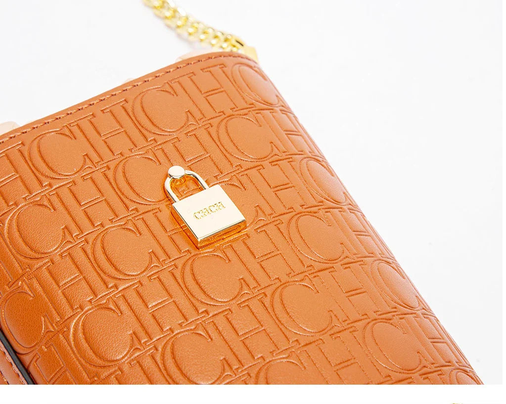Phone Bag 2024 New Embossed Crossbody Bag High Quality Metal Chain Bag