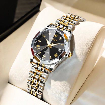 Elegant Fashion Women's Watches Luxury Brand Original Quartz Watch for Ladies Waterproof Stainless Steel Luminous Date