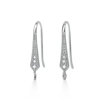 TrustDavis Real 925 Sterling Silver Fashion Dazzling CZ Opening Handmade Ear Hook Earring DIY Accessories Fine Jewelry HY365