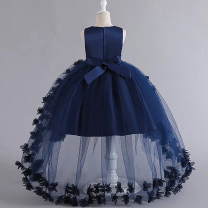 Kids for Girl's 3 to 12 years old Formal Evening Trailing Dress Sleeveless Princess Fluffy Cake Dinner Performance Dance