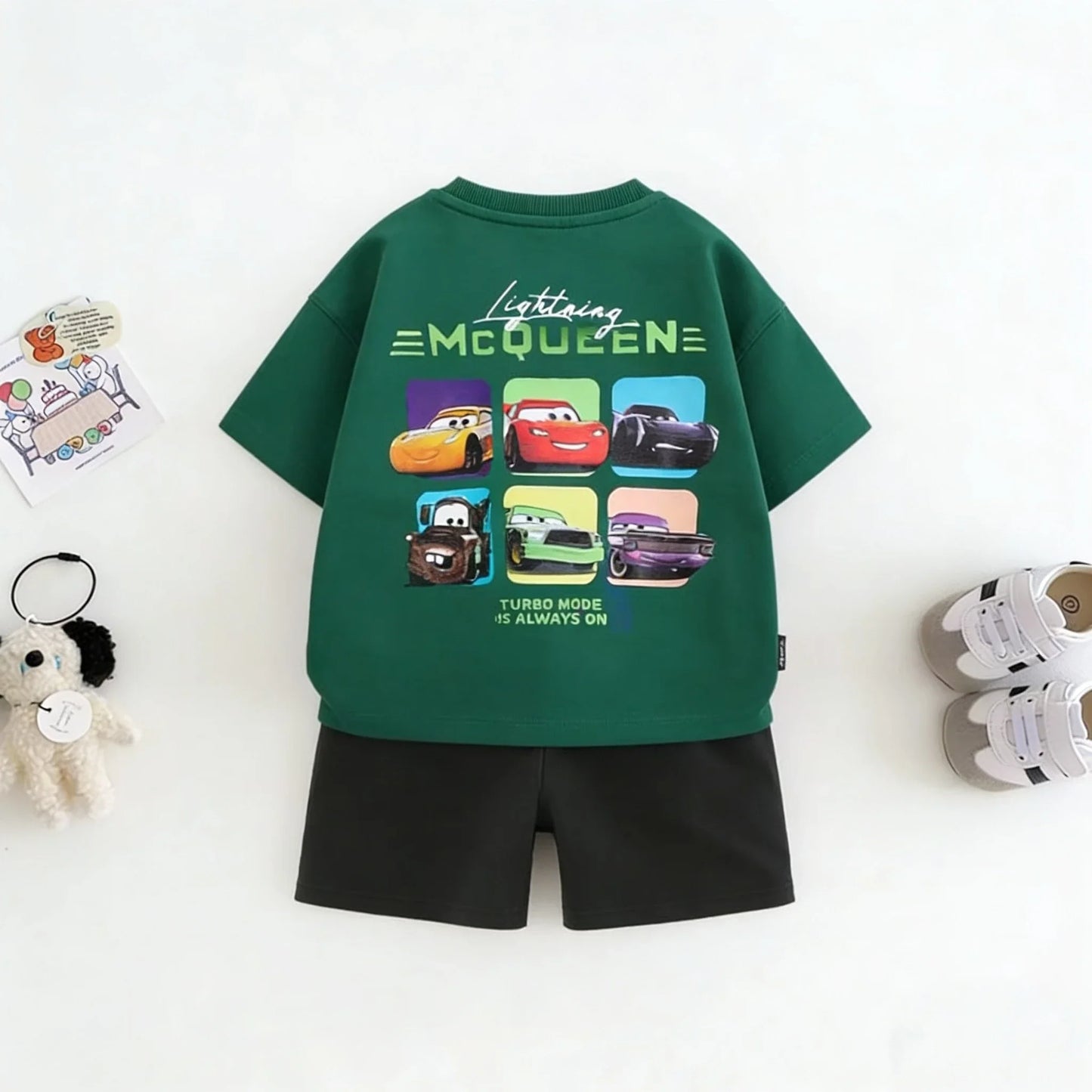 2piece/set For Boy Clothing Summer Cotton Cartoon Car Tshirt + Shorts Children's Wear Outfits Kids Costume Leisure Tracksuits