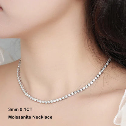 Sparkling 2/3mm Full Moissanite Tennis Bracelet for Women Party S925 Silver Plated 18K Pass Diamond Test Bezel Bracelets