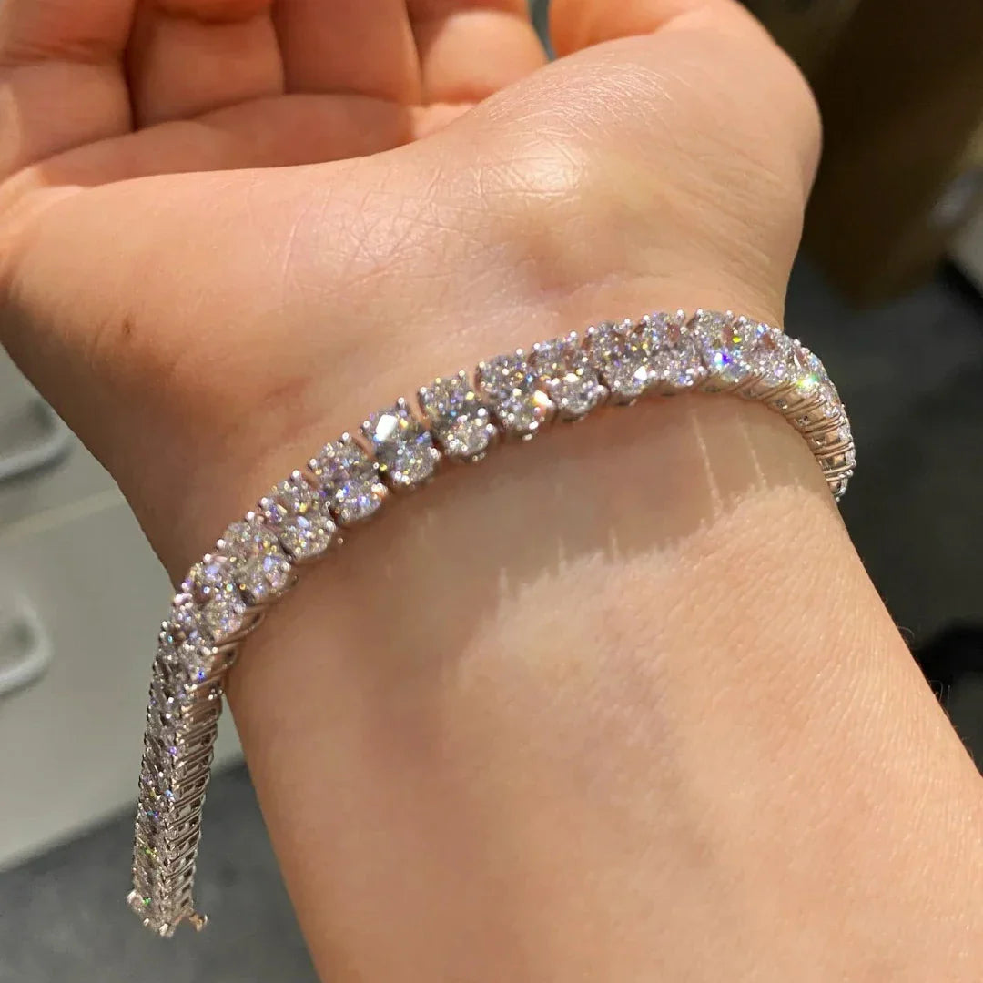 0.5Carat Oval Cut Moissanite Tennis Bracelets S925 Silver 18K Gold Plated for Women Men HipHop Jewelry Gifts GRA Certified