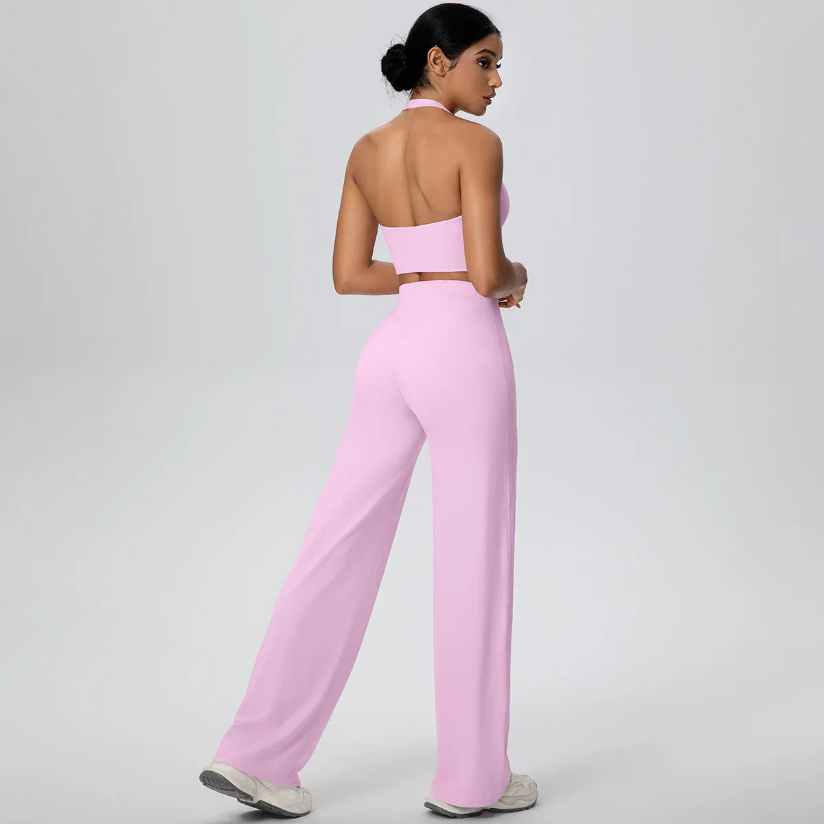 2PCS Woman Backless Hanging Neck Bra and Pants Yoga Set Summer Breathable Gym Sports Running Workout Top Hot Sales Yoga Set