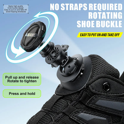 Rotating Button Safety Shoes Men Steel Toe Sneaker Work Shoes Man Puncture Proof Work Safety Boots Black Protective Shoes
