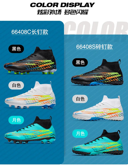 Double Star High-Top Soccer Shoes, Men's TF Turf Studs, Professional Training & Match for Boys, Teens, Kids and Adults