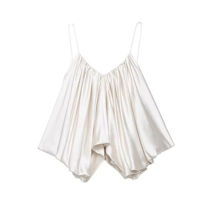 New Slip Tops Fashion Satin Elegant Crop Top Woman 2026 Sleeveless Thin Straps Short Tops For Women Backless Sexy Party Top