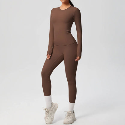 2 PCS Sportswear Yoga Set Gym Clothes Yoga Suits For Women Fitness Set Tracksuits Sports Long Sleeve Crop Top Gym Leggings