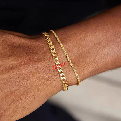 Trendy Cool 5mm Hip Hop Cuban Bracelets for Men 100% Pure S925 Silver Chain 18k Plated Fine Jewelry Party Birthday Gift