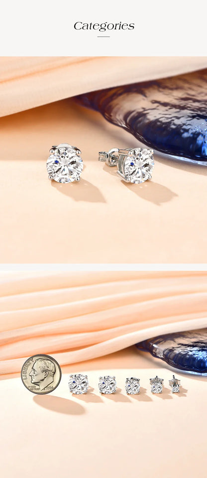 D VVS1 Moissanite Four Claw Earrings For Women Man S925 Sterling Silver Sparkling Wedding Jewelry Shipping from the USA