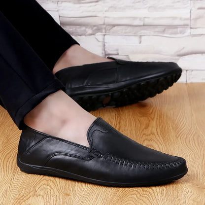 Genuine Leather Men Casual Shoes Luxury Brand Designer Men Loafers Moccasins Breathable Slip on Male Boat Shoes Plus Size 37-47
