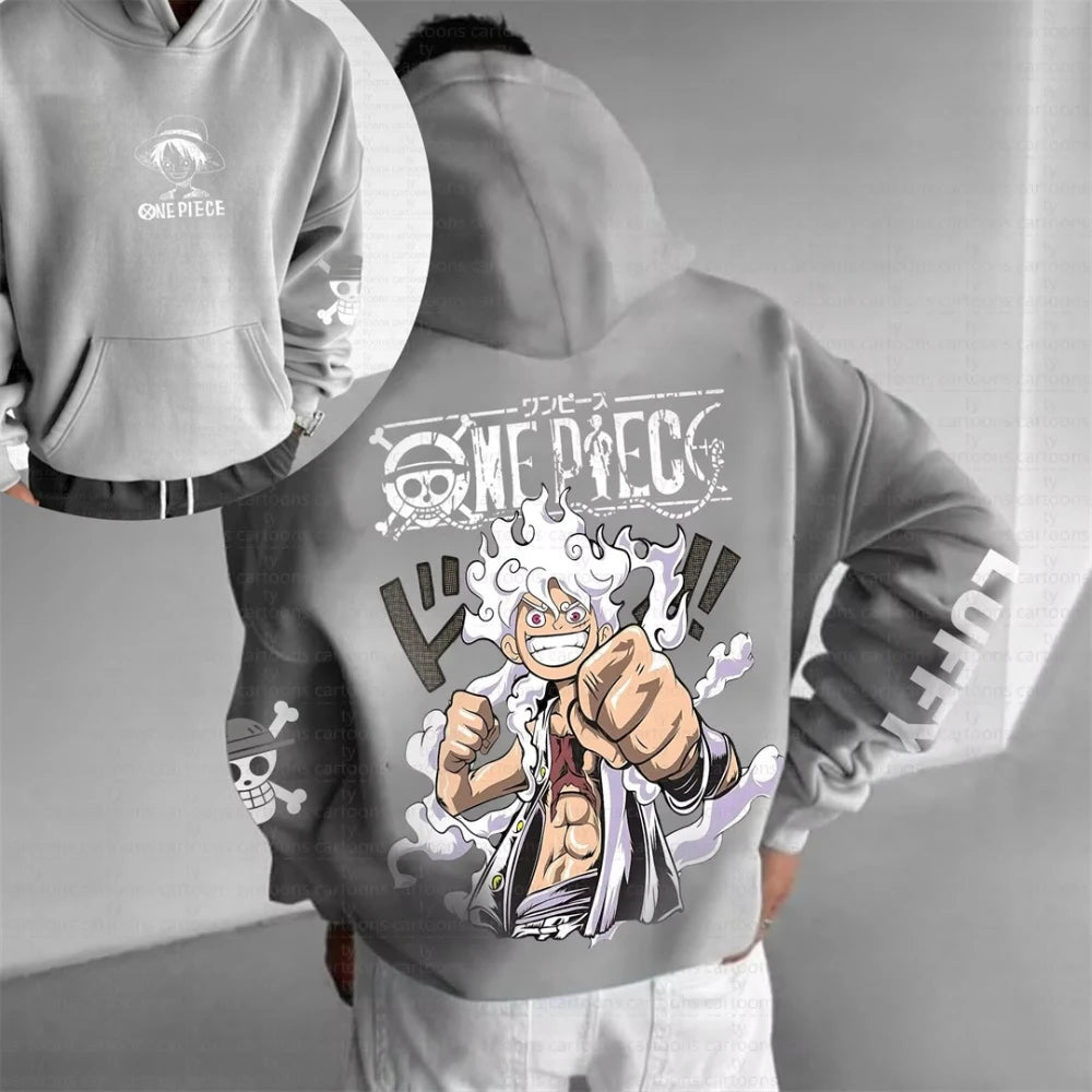 Autumn/Winter Japanese Hot Blood Anime Classic Luffy 5th Grade Hoodie for Men and Women, Casual and Comfortable Top