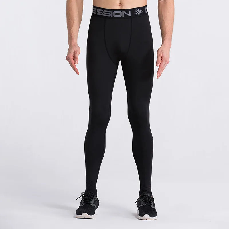 Mens Gym Compression Leggings Sport Training Pants Dry Fit Running Tights Fitness Basketball Jogging Workout Trousers Polyester