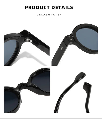Round Sunglasses Men Punk Double Color Shades UV400 Retro Rivets Decoration Women Trending Sun Glasses Clear Lens Frame