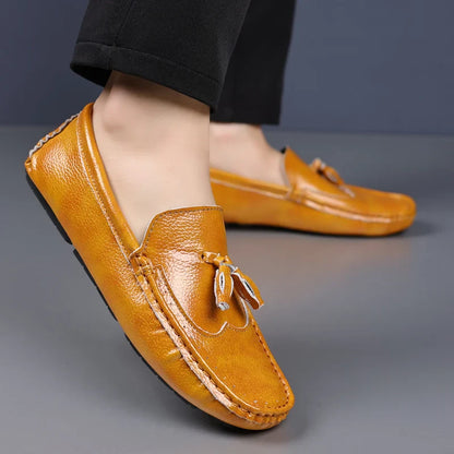 Sapatos Masculinos Loafers Confortáveis Slip-on Mocassins para Dirigir Calçados Masculinos Marca Marrom de Couro Sapatilhas Casuais para Homens