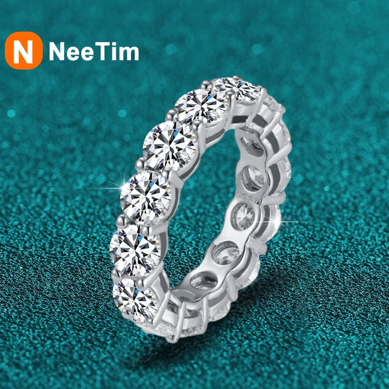 5mm Full Moissanite Ring for Woman Wedding 925 Sterling Silver Rings Lab Diamond Engagement Eternal Band Fine Jewelry