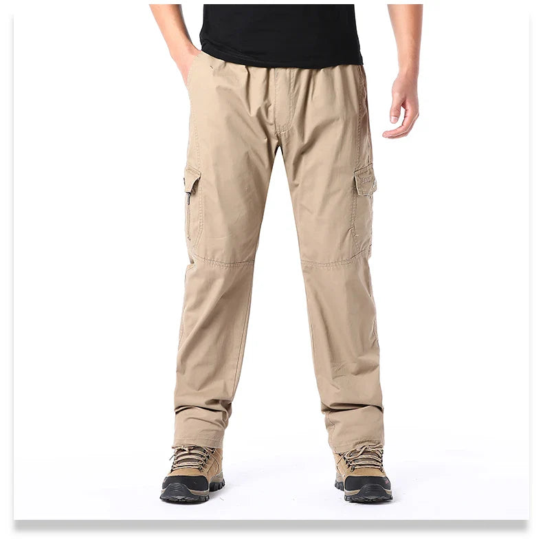 Men's Cotton Cargo Pants Casual Multiple Pocket Tacitcal Pants Spring Autumn Outdoor Camping Hiking Work Pants