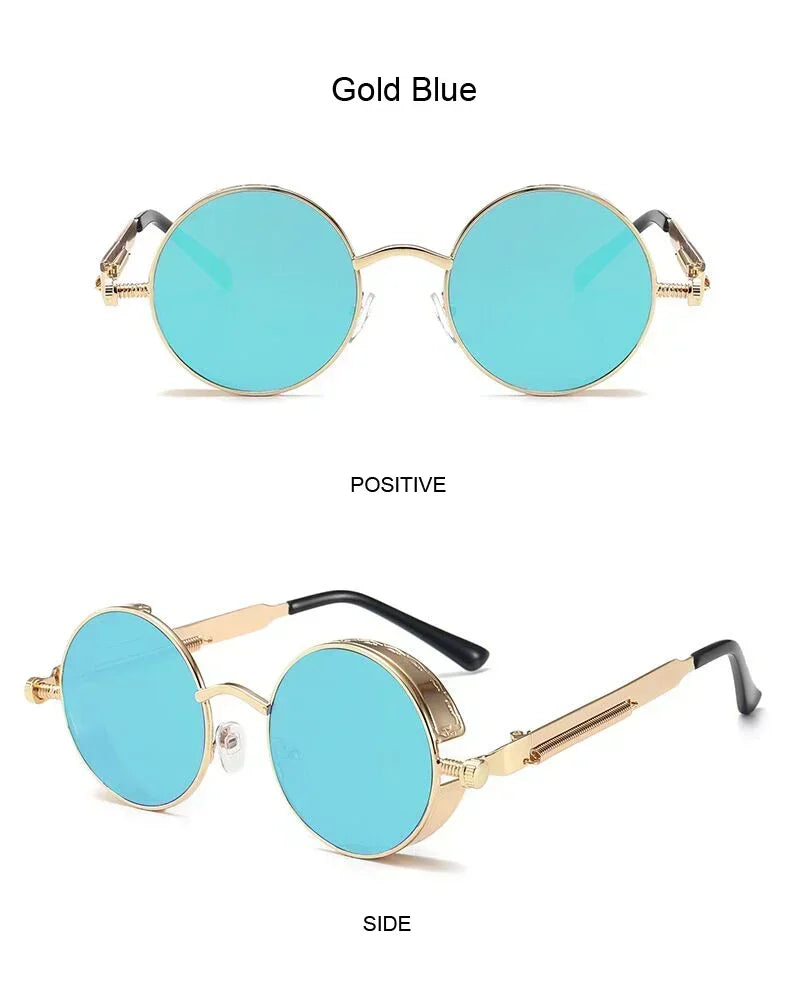Classic Gothic Steampunk Sunglasses Luxury Brand Designer High Quality Men and Women Retro Round Metal Frame Sunglasses UV400