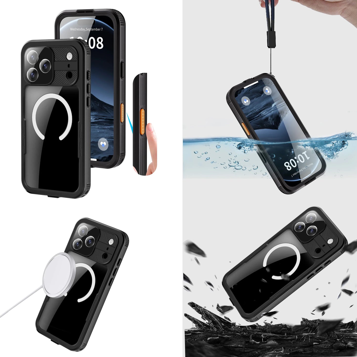 Magnetic Shockproof Dustproof IP68 Waterproof Phone Case for Apple 17Promax/ 17Pro /Air / 17 - Durable Protective Cover