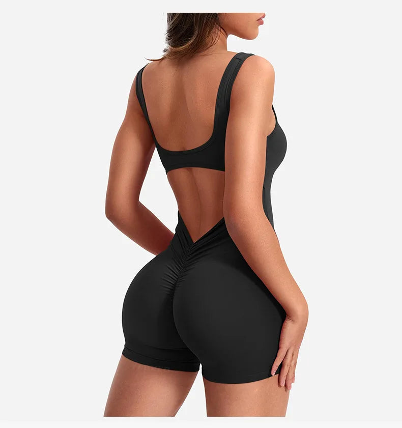 One-Piece Yoga Jumpsuit Skinny Short Sportswear Woman Gym Clothing Workout Clothes Fitness Stretch Bodysuit For Women tracksuit