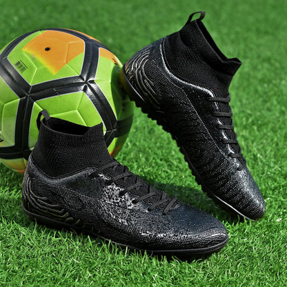 Men & Women TF Stud Football Boots, Anti-slip, Leather Material, Suitable for Student & Adult Training, Artificial & Natural Gra