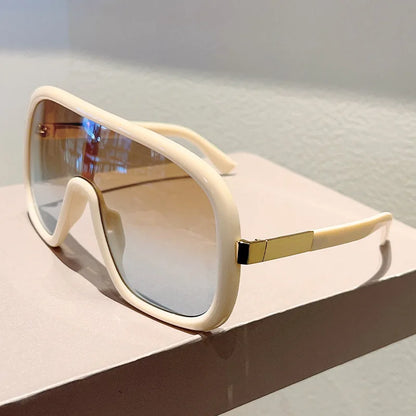 New Big Frame Sunglasses Women Men Luxury Goggle One Piece Sun Glasses Female Vintage Brand Designer Punk Shades UV400 Eyewear