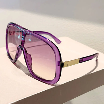 New Big Frame Sunglasses Women Men Luxury Goggle One Piece Sun Glasses Female Vintage Brand Designer Punk Shades UV400 Eyewear