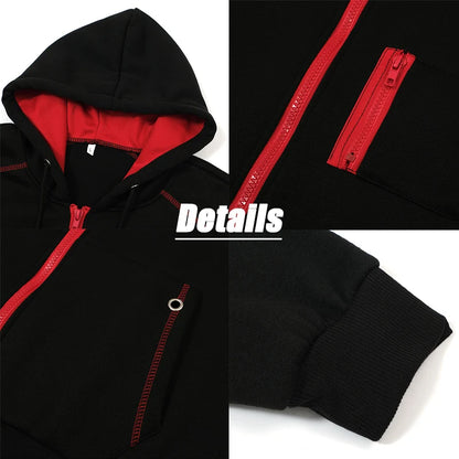 Men's Long Sleeve Zip Up Hoodie Casual Athletic Sweatshirt Hooded Jacket with Pockets Spring Fall Warm Fleece Lined Coat Outwear