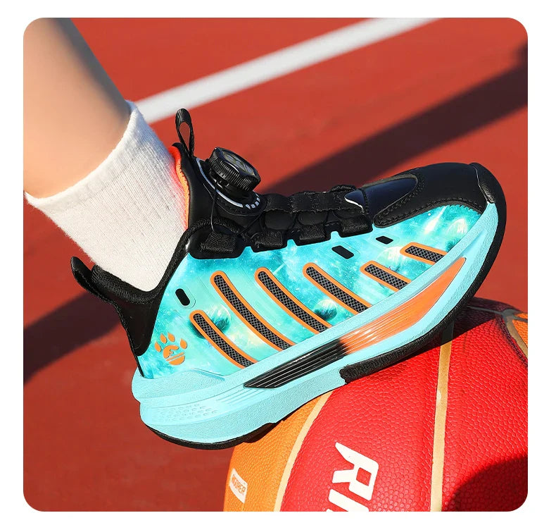 Children‘s Basketball Shoes Non-slip Breathable Basketball Training Sneakers Lace-up Boys Girls Sports Shoes Kids Athletic Shoes
