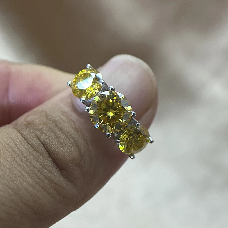 White Gold 4/2CT Moissanite Ring for Women Sparkling Lab Grown Diamond Wedding Band S925 Solid Silver Jewelry Wholesale
