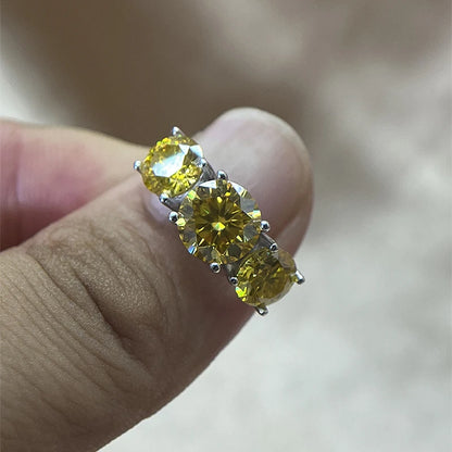 White Gold 4/2CT Moissanite Ring for Women Sparkling Lab Grown Diamond Wedding Band S925 Solid Silver Jewelry Wholesale