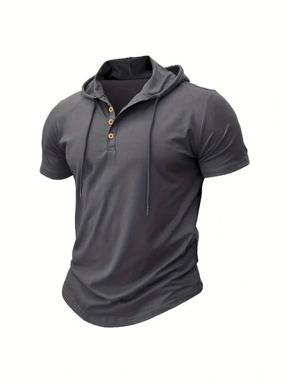Men T Shirts  Summer Slim Fitness Hooded Short-Sleeved Bodybuilding Quick Dry Tshirt Male Gym Clothes Breathable Sports Tops