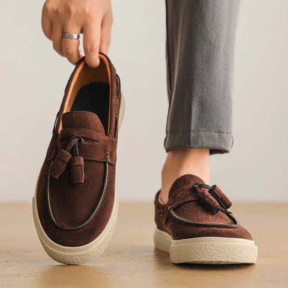 Suede Leather Handmade Loafers Leisure Walk Male Casual Shoes New Design Casual Slip on Flats Versatile Driving Shoes Moccasins