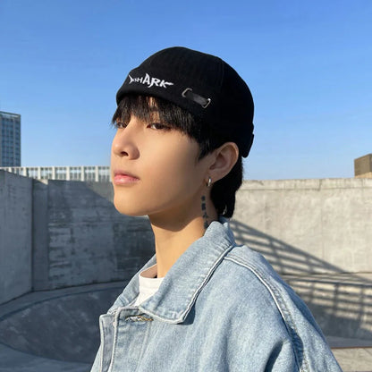 Embroidery Docker Cap Without Visor Shark Letter Brimless Caps Beanies Dome Adjustable Skullcap Solid Color Fashion Hat
