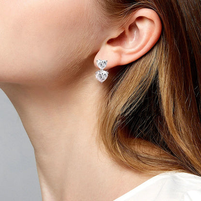 Heart Cut Moissanite Drop Earrings for Women GRA Certified Lab Gemstone s925 Sterling Silver Plated White Gold Earring