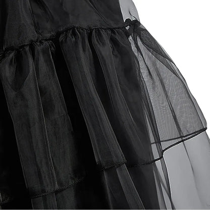 Girl Costume Kids Cosplay Black Princess Dress Children Pageant Dinner Dress Girl Halloween Party Dancing Clothing