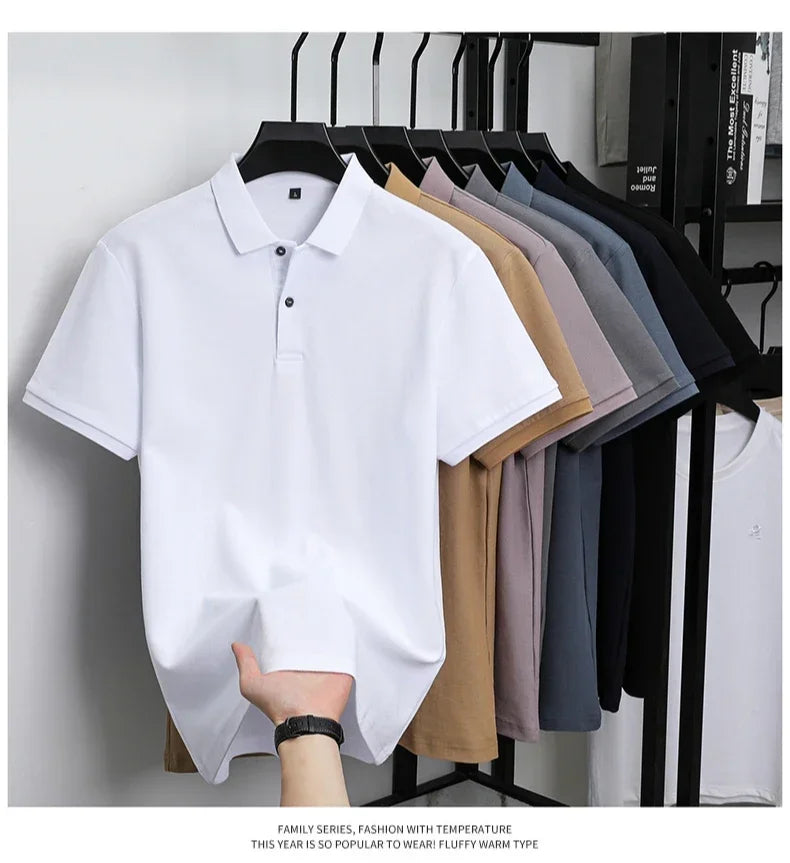 20 Colors Men's 100% Cotton Polo Shirt - Summer Casual Breathable Tee,Ideal for Golf and Sports,Business Casual,Silk-Like Finish