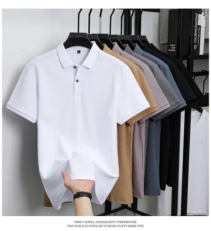 20 Colors Men's 100% Cotton Polo Shirt - Summer Casual Breathable Tee,Ideal for Golf and Sports,Business Casual,Silk-Like Finish