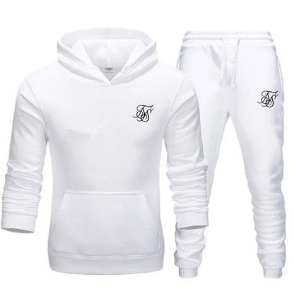 sik silk Men Brand New Sets Fashion Autumn Spring Sporting Suit Sweatshirt Sweatpants Mens Clothing 2 Pieces Sets Slim Tracksuit