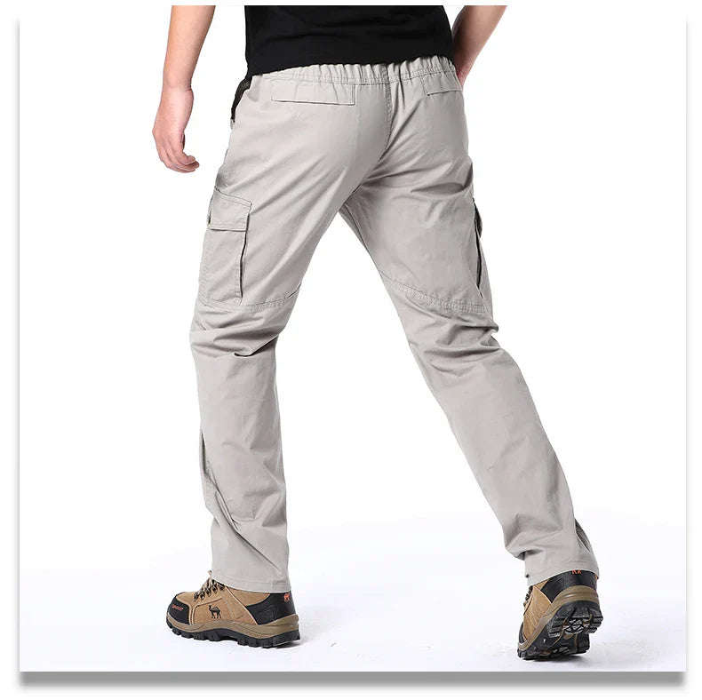 Men's Cotton Cargo Pants Casual Multiple Pocket Tacitcal Pants Spring Autumn Outdoor Camping Hiking Work Pants