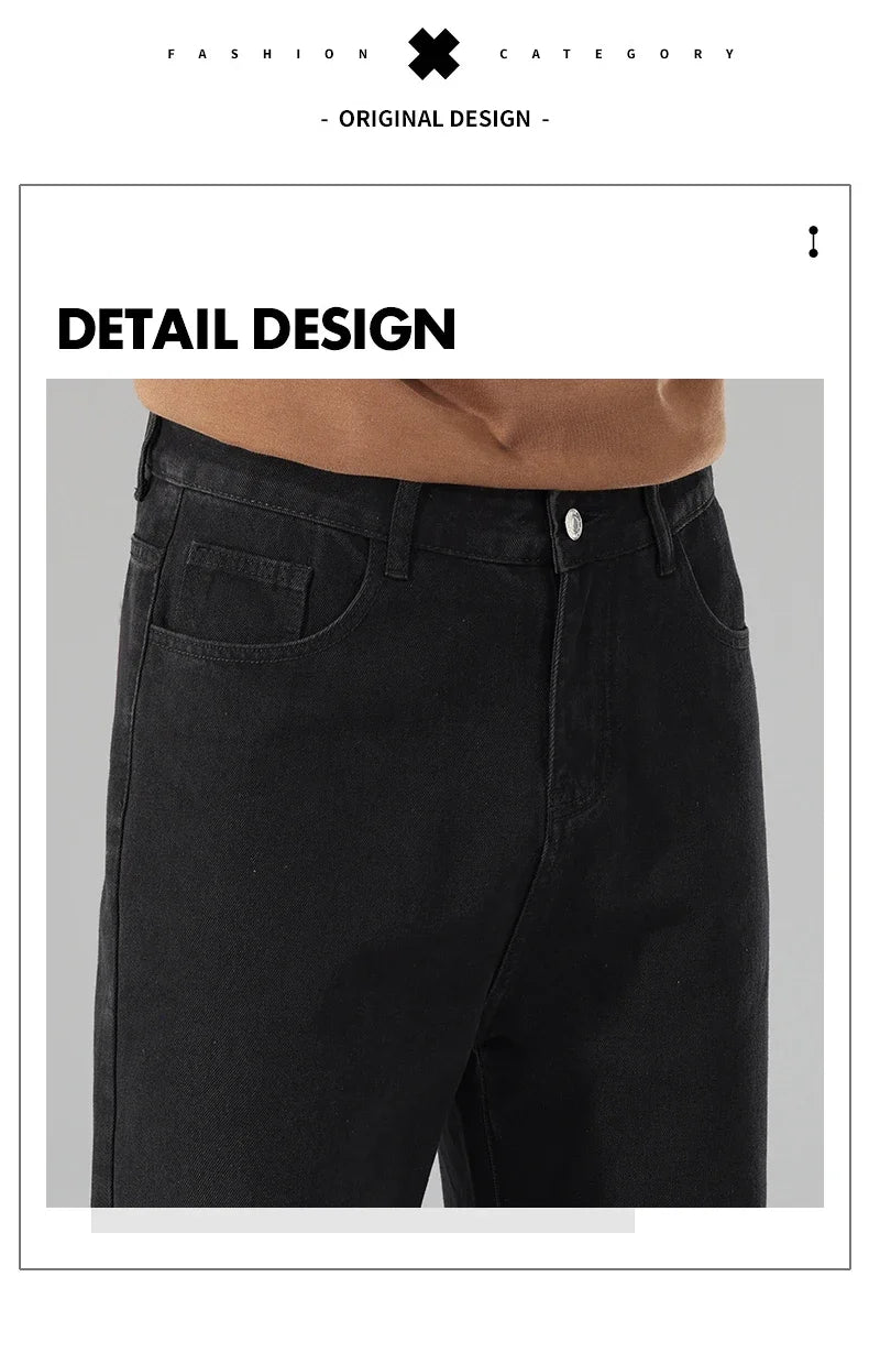Autumn Jeans Men Black Casual Baggy Trousers Classic Straight Comfortable Wide Denim Trousers  Men Clothing