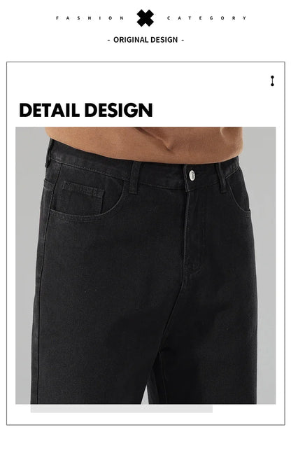 Autumn Jeans Men Black Casual Baggy Trousers Classic Straight Comfortable Wide Denim Trousers  Men Clothing