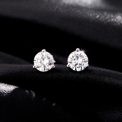 D Color 1CT Moissanite Earrings 925 Sterling Silver Sparkling Three Prong Setting Stud Earrings For Women Wedding Jewelry