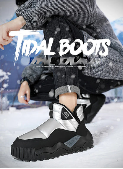 Winter shoes men's high top plush warm cotton shoes, high-quality and fashionable cold resistant outdoor cotton boots snow boots