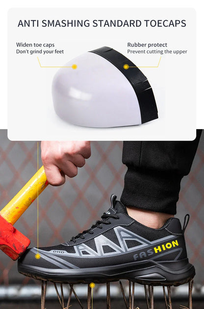 Fashion Sports Shoes Work Boots Puncture-Proof Safety Shoes Men Steel Toe Shoes Security Protective Shoes Indestructible