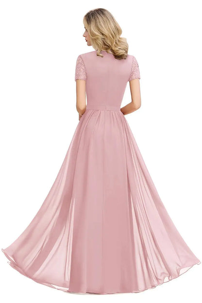 Dark Green Chiffon Long Bridesmaid Dresses Lace A Line O Neck With Sashes Wedding Guest Evening Party Gown Vestido De Fiesta