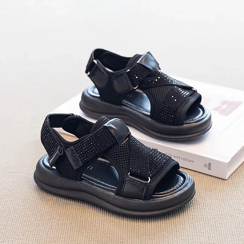Summer Girls New Sandals Breathable Mesh Children's Causal School Sandals Simple Fashion Kids Beach Platform Sandals Open-toe