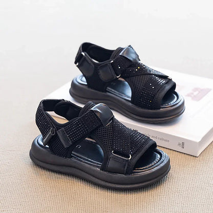Summer Girls New Sandals Breathable Mesh Children's Causal School Sandals Simple Fashion Kids Beach Platform Sandals Open-toe