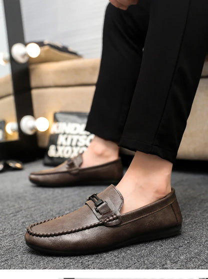 Trend White Loafers Man Big Size 46 Breathable Lightweight Men's Leather Shoes Comfortable Casual Shoes Men Driving Shoes