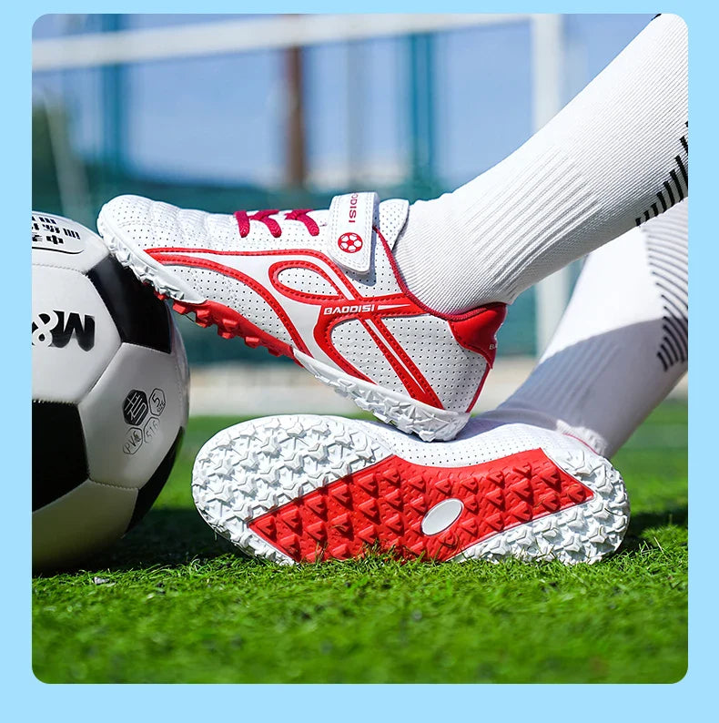 Kids Unisex Soccer Shoes Boys Grils Football Boots Non-Slip Training Indoor Outdoor Athletic Shoes Breathable Ultralight Sports